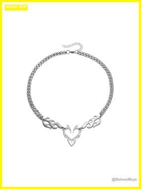 Gothic Flame Choker Necklace Stainless Steel Y2K Punk Grunge Unisex